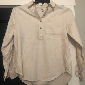 Madewell White Flannel Long Sleeve Shirt Size S